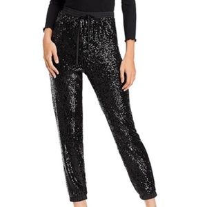 (NWT) Express ankle high rise black sequin jogger size L